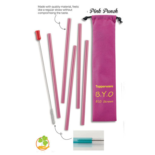 Reusable Straw Set (5) Pink