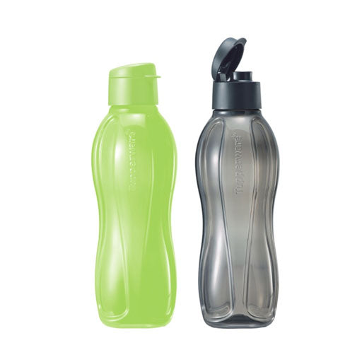 Eco Bottle 1.0L Flip Top (2) - Black & Green